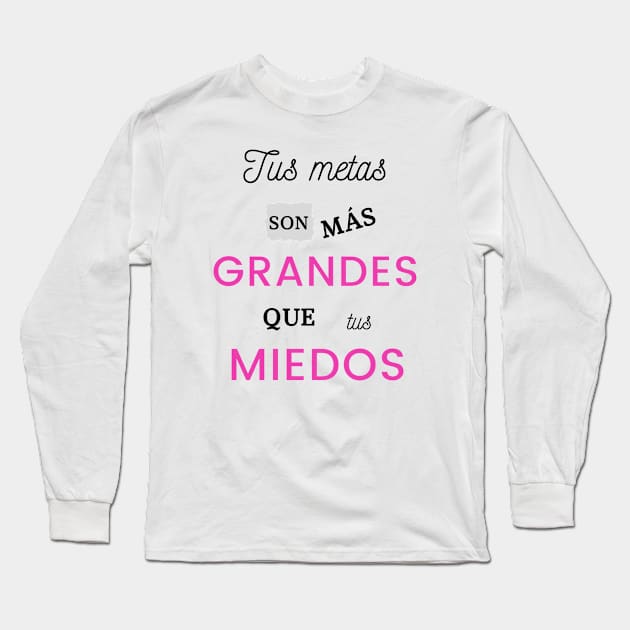 Tus metas fondo blanco Long Sleeve T-Shirt by Crecimiento Integral